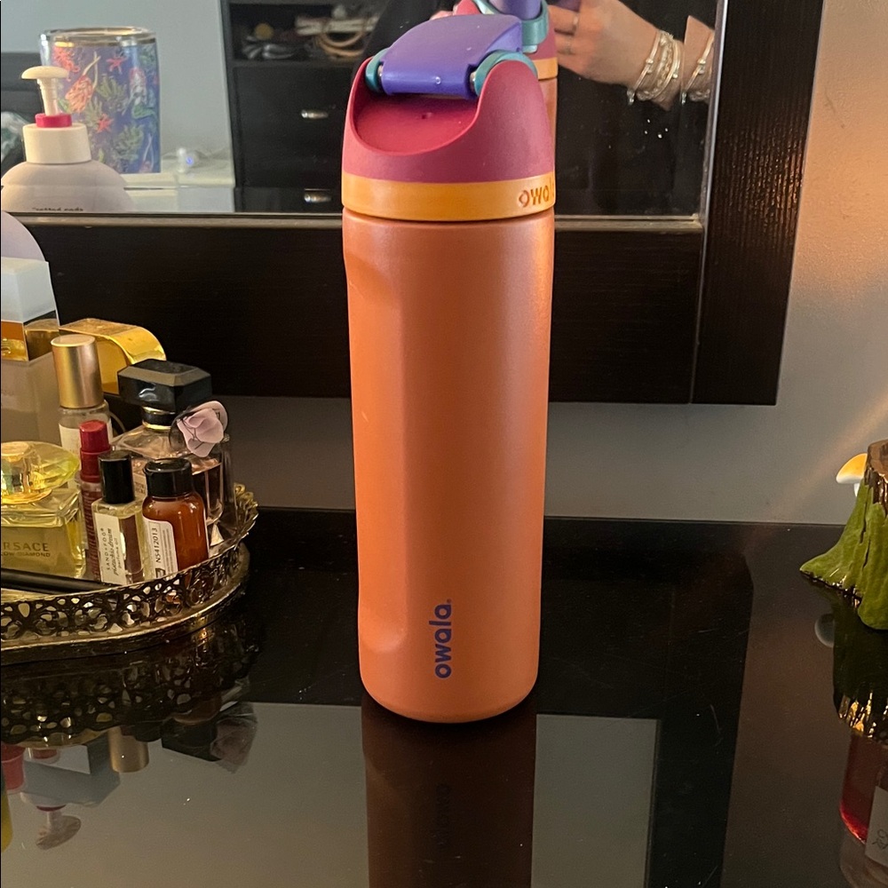 Owala Orange Water Bottle with Purple Lid
